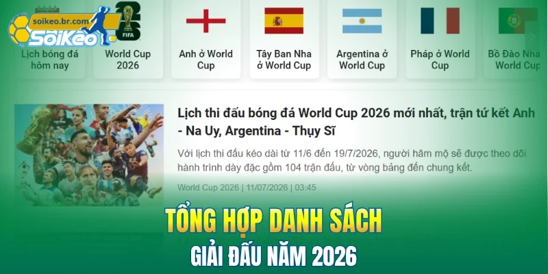 Lịch Thi Đấu 6 Danh sách các giải đấu được cập nhật