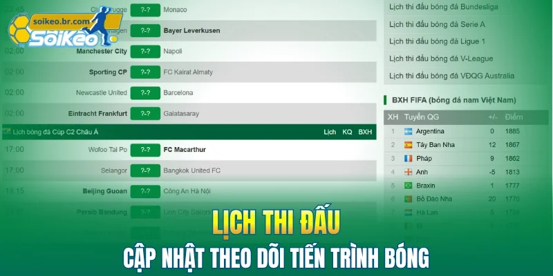 Lịch Thi Đấu 3 Lịch thi đấu hỗ trợ theo dõi tiến trình bóng