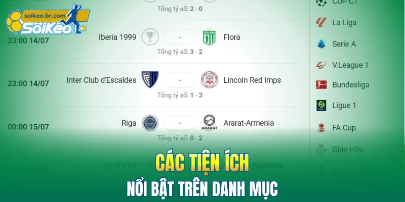 Lịch Thi Đấu 5 Những tiện ích nổi bật trên danh mục