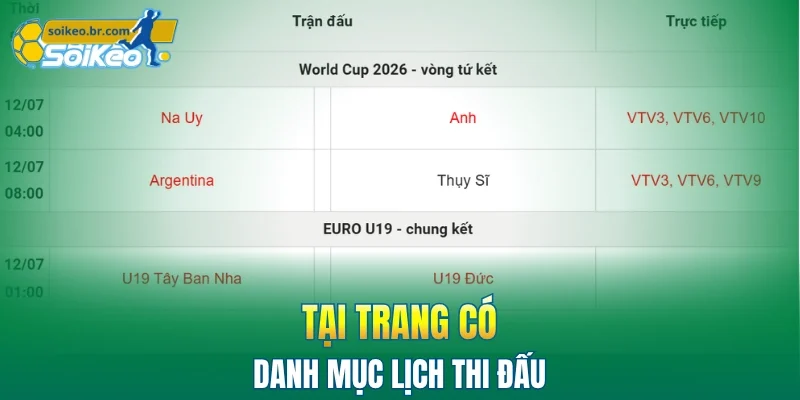 Giới Thiệu 4 Tại trang có mục lịch thi đấu