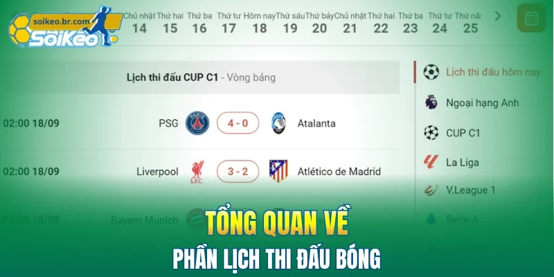 Lịch Thi Đấu 1 Tổng quan chuyên mục lịch thi đấu bóng đá