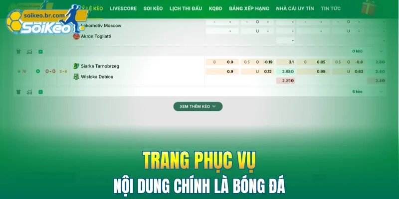 Giới Thiệu 2 Trang phục vụ nội dung chính là bóng đá